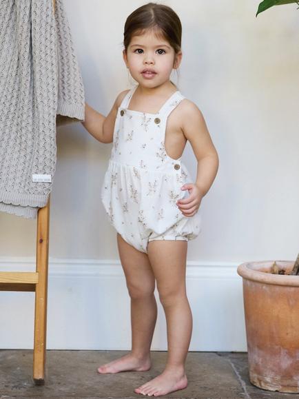 The Little Tailor Baby Woven Shorty Romper, Neutral - view 2, Neutral