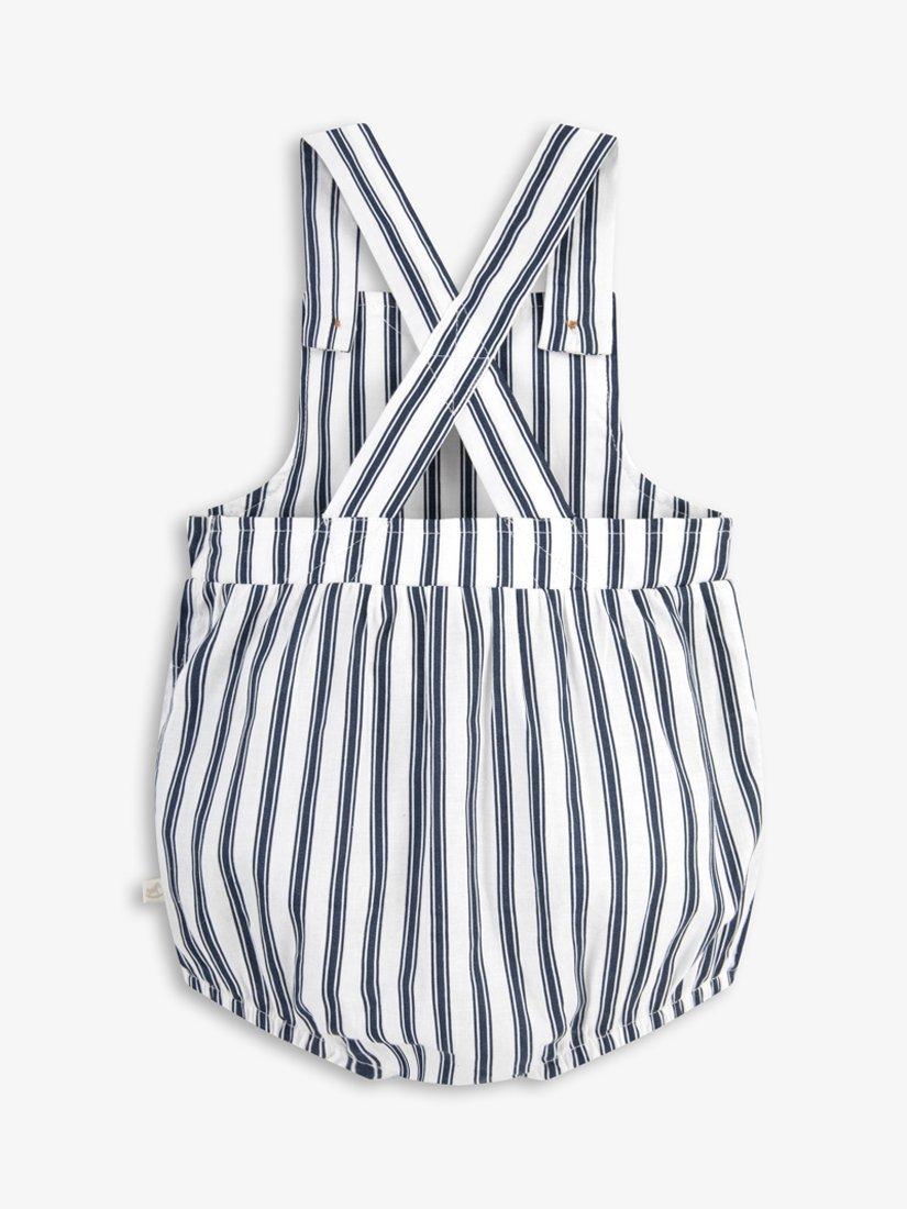Product image 4 of 6, which shows The Little Tailor Baby Woven Shorty Romper, Navy/White, 0-3 months