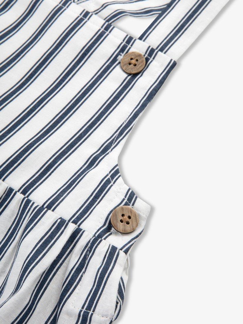 Product image 5 of 6, which shows The Little Tailor Baby Woven Shorty Romper, Navy/White, 0-3 months