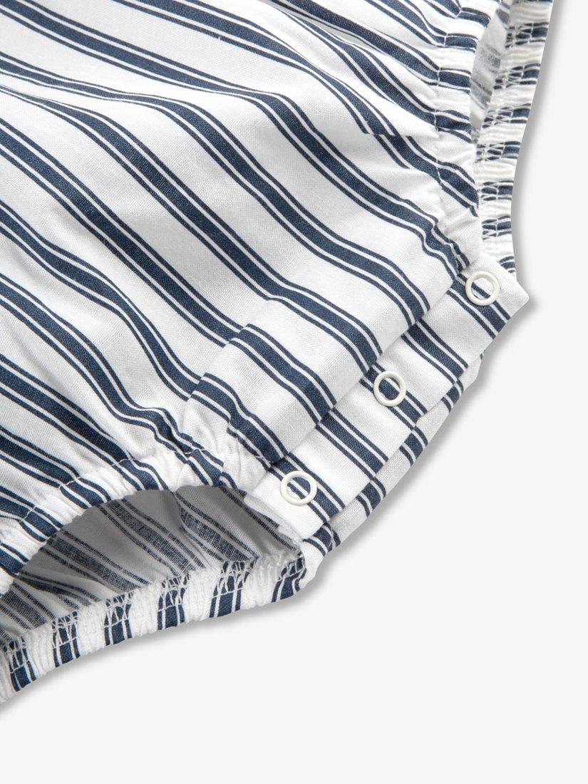 Product image 6 of 6, which shows The Little Tailor Baby Woven Shorty Romper, Navy/White, 0-3 months
