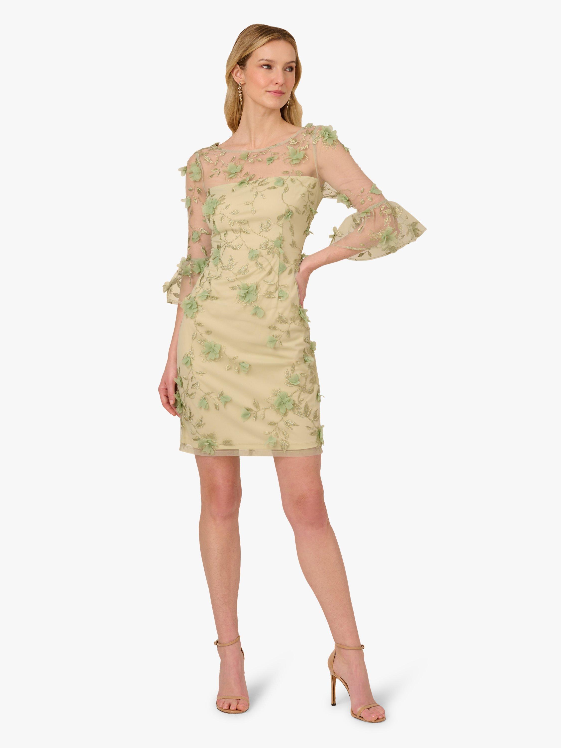 Product image 1 of 6, which shows Adrianna Papell Floral Embroidered Sheath Dress, Sage/Multi, 6