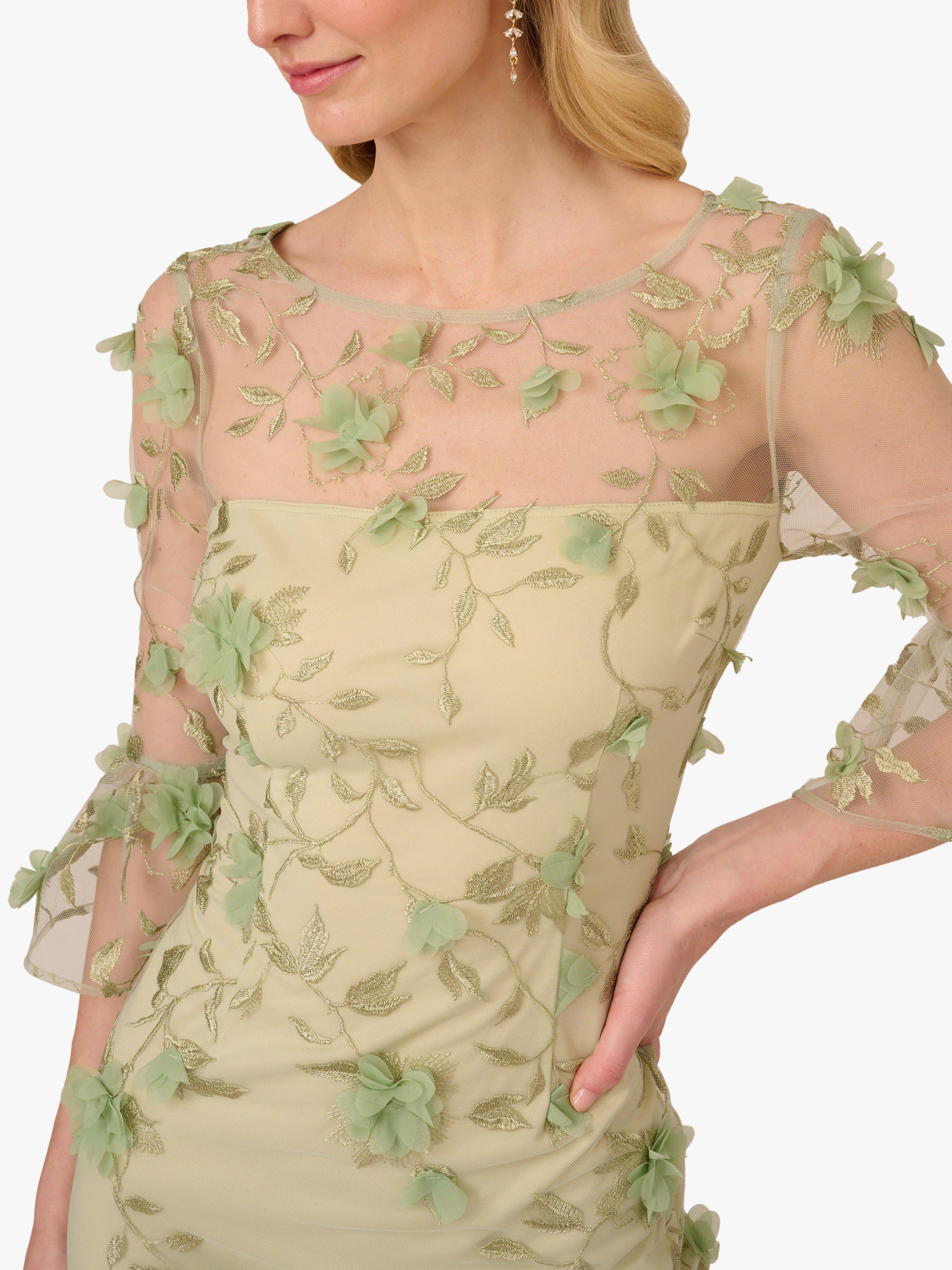 Product image 4 of 6, which shows Adrianna Papell Floral Embroidered Sheath Dress, Sage/Multi, 6