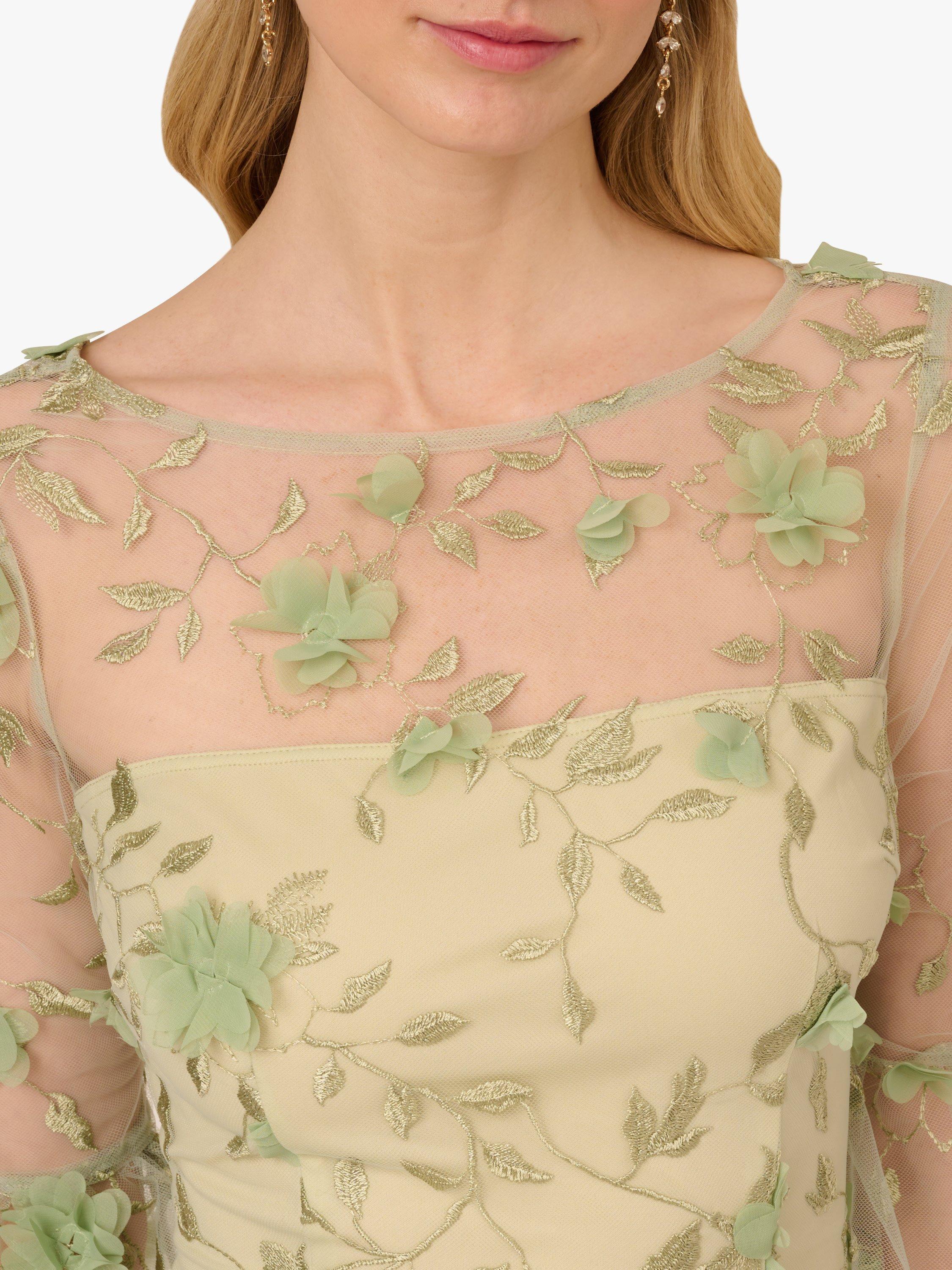 Product image 5 of 6, which shows Adrianna Papell Floral Embroidered Sheath Dress, Sage/Multi, 6