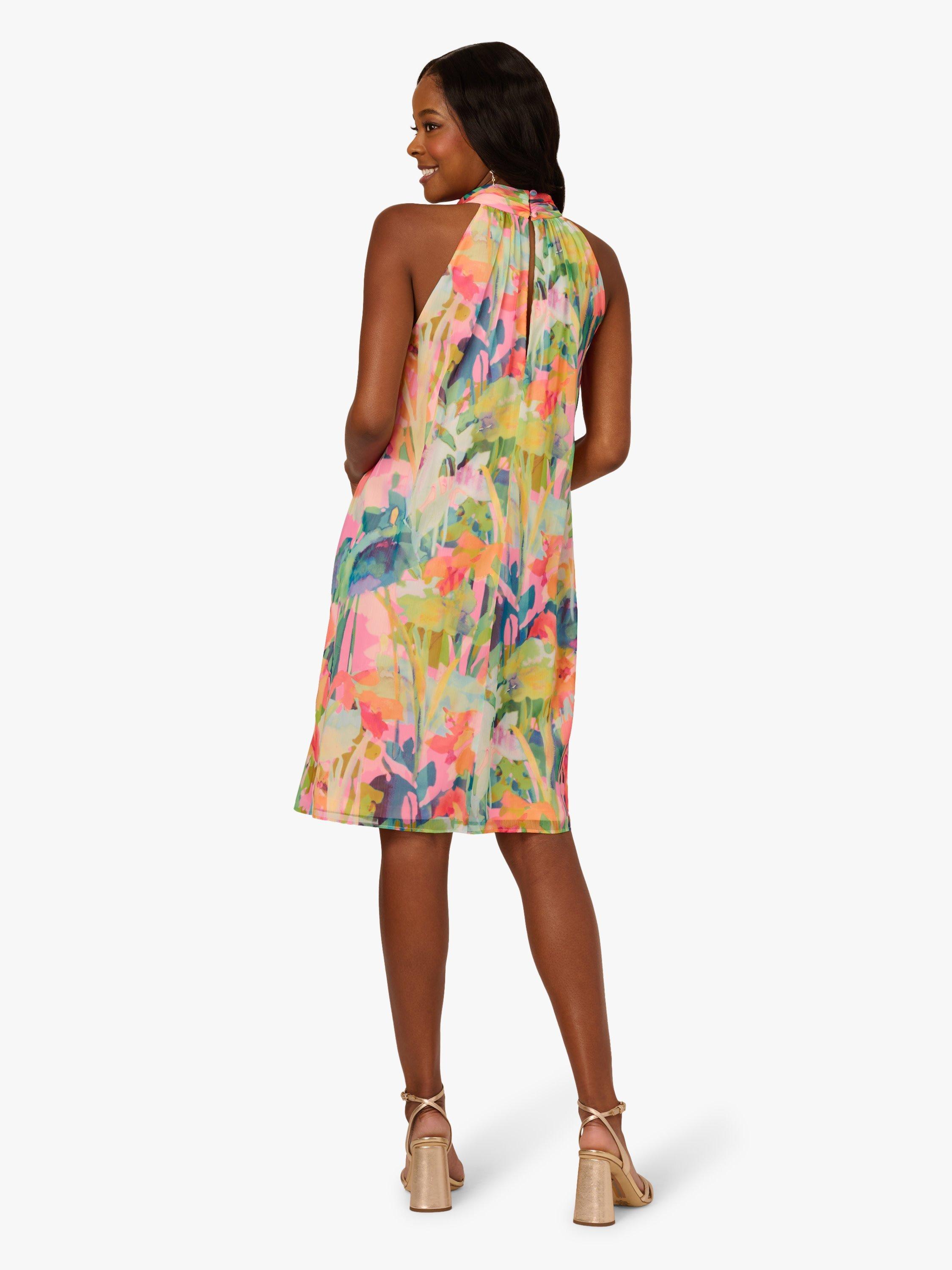 Product image 3 of 7, which shows Adrianna Papell Watercolour Floral Trapeze Dress, Pink/Multi, 6
