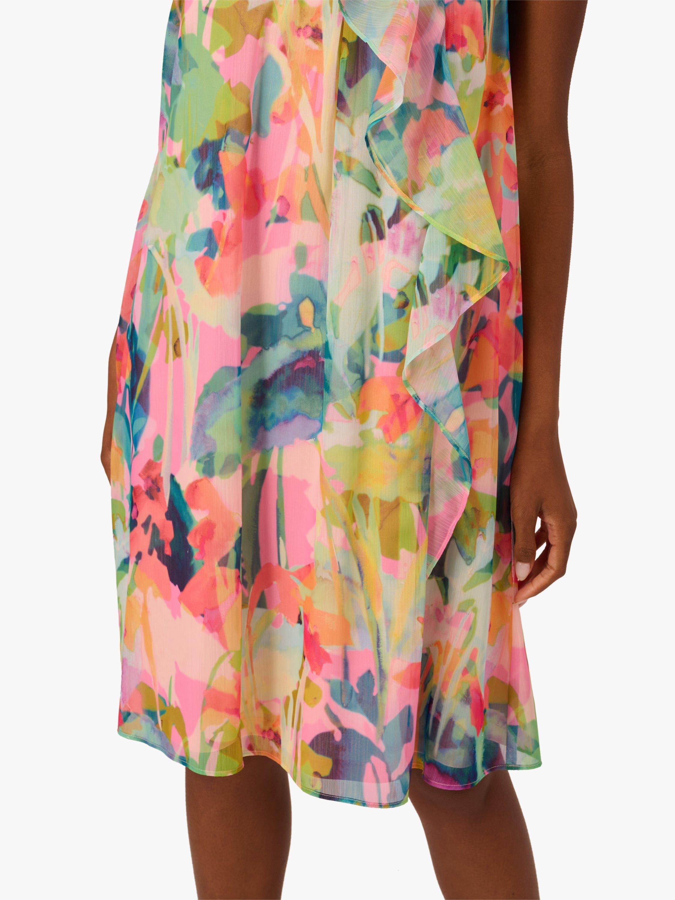 Product image 6 of 7, which shows Adrianna Papell Watercolour Floral Trapeze Dress, Pink/Multi, 6