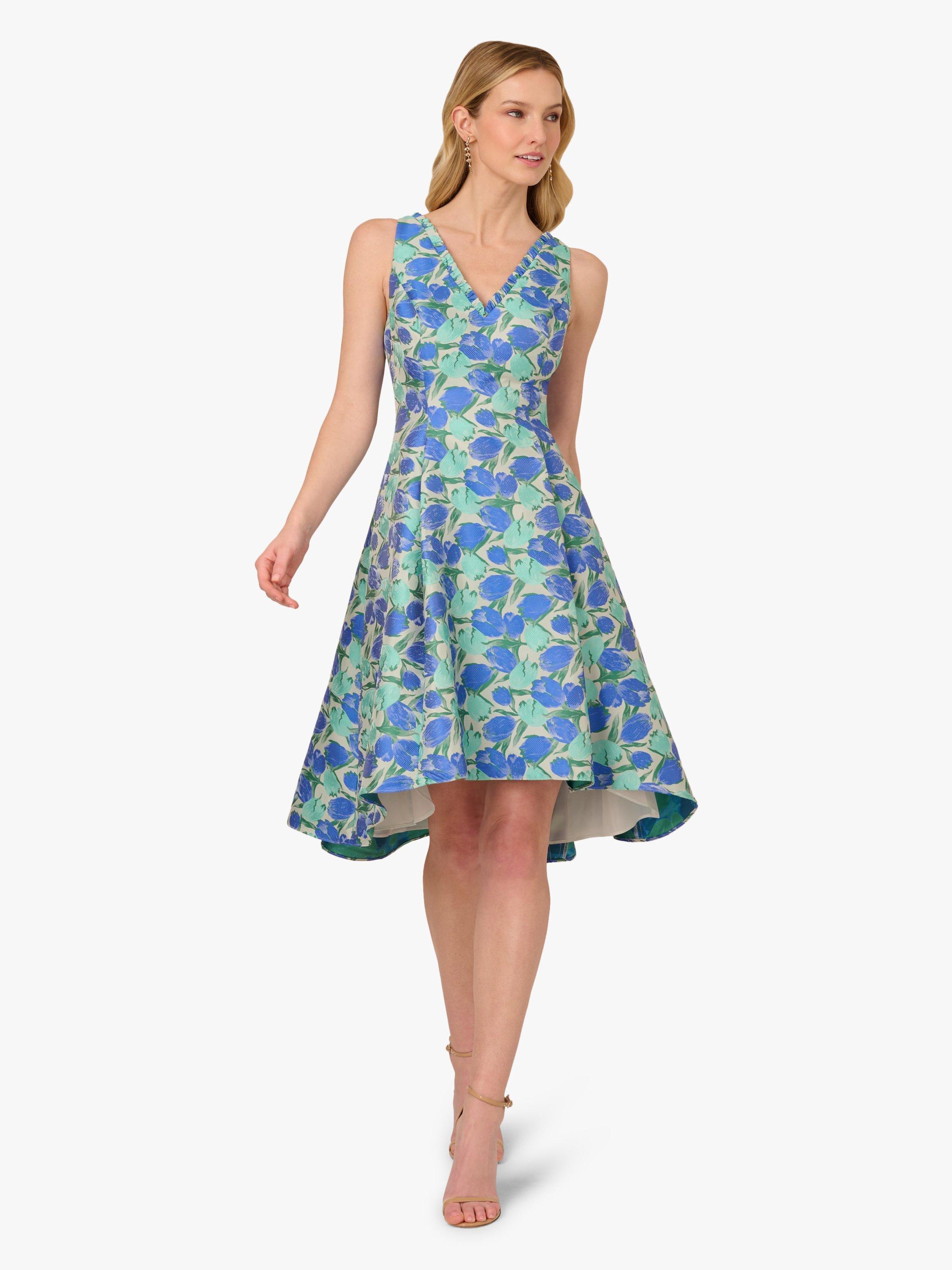 Product image 1 of 6, which shows Adrianna Papell Floral Jacquard Dress, Blue/Green, 6