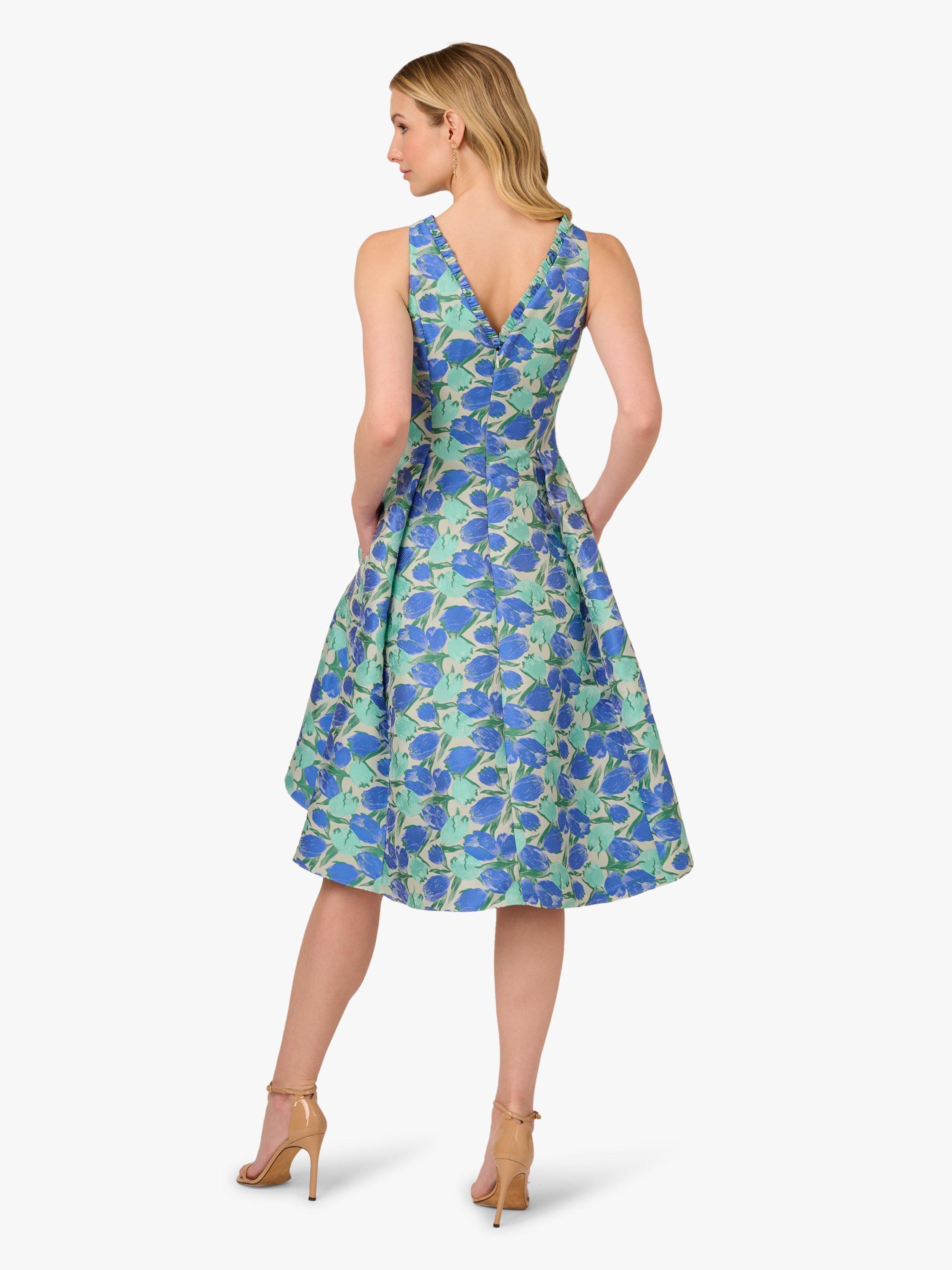Product image 2 of 6, which shows Adrianna Papell Floral Jacquard Dress, Blue/Green, 6