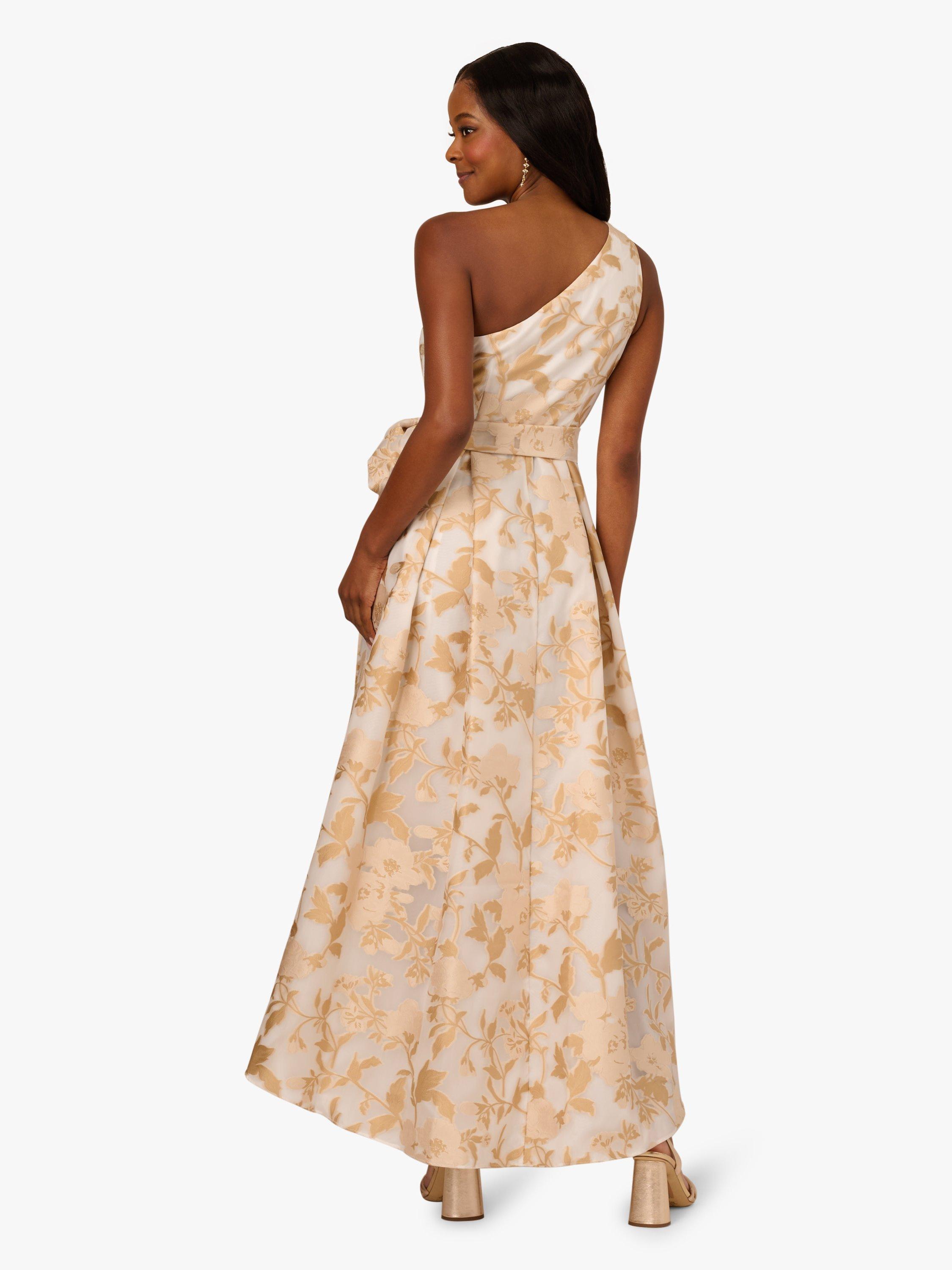 Product image 2 of 6, which shows Adrianna Papell Organza Jacquard High Low Dress, Champagne/Ivory, 6