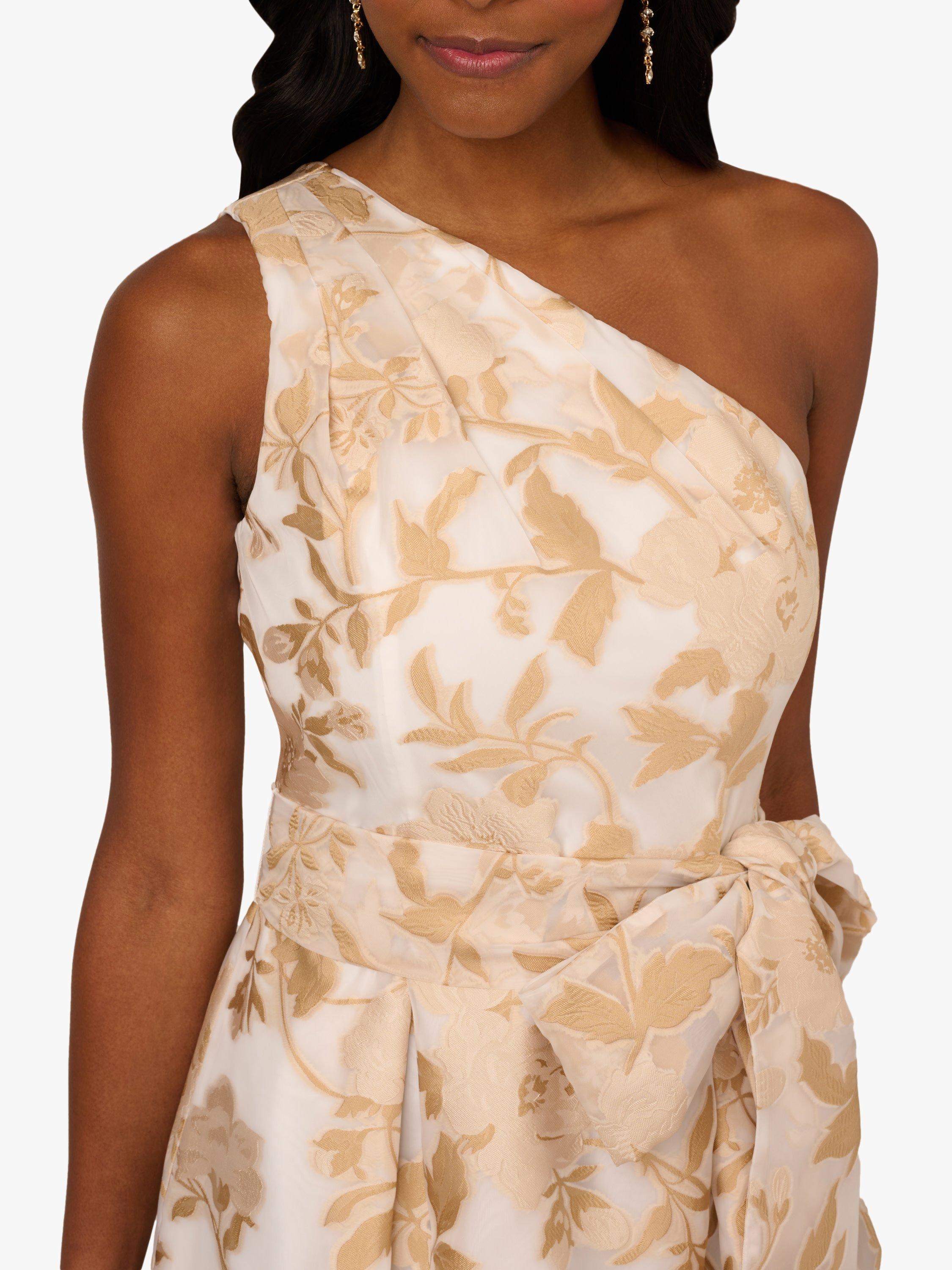 Product image 4 of 6, which shows Adrianna Papell Organza Jacquard High Low Dress, Champagne/Ivory, 6
