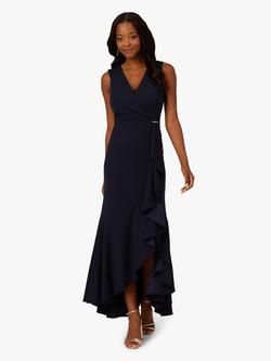 Adrianna Papell Papell Studio Ruffle Flounce Crepe Dress, Midnight, Midnight