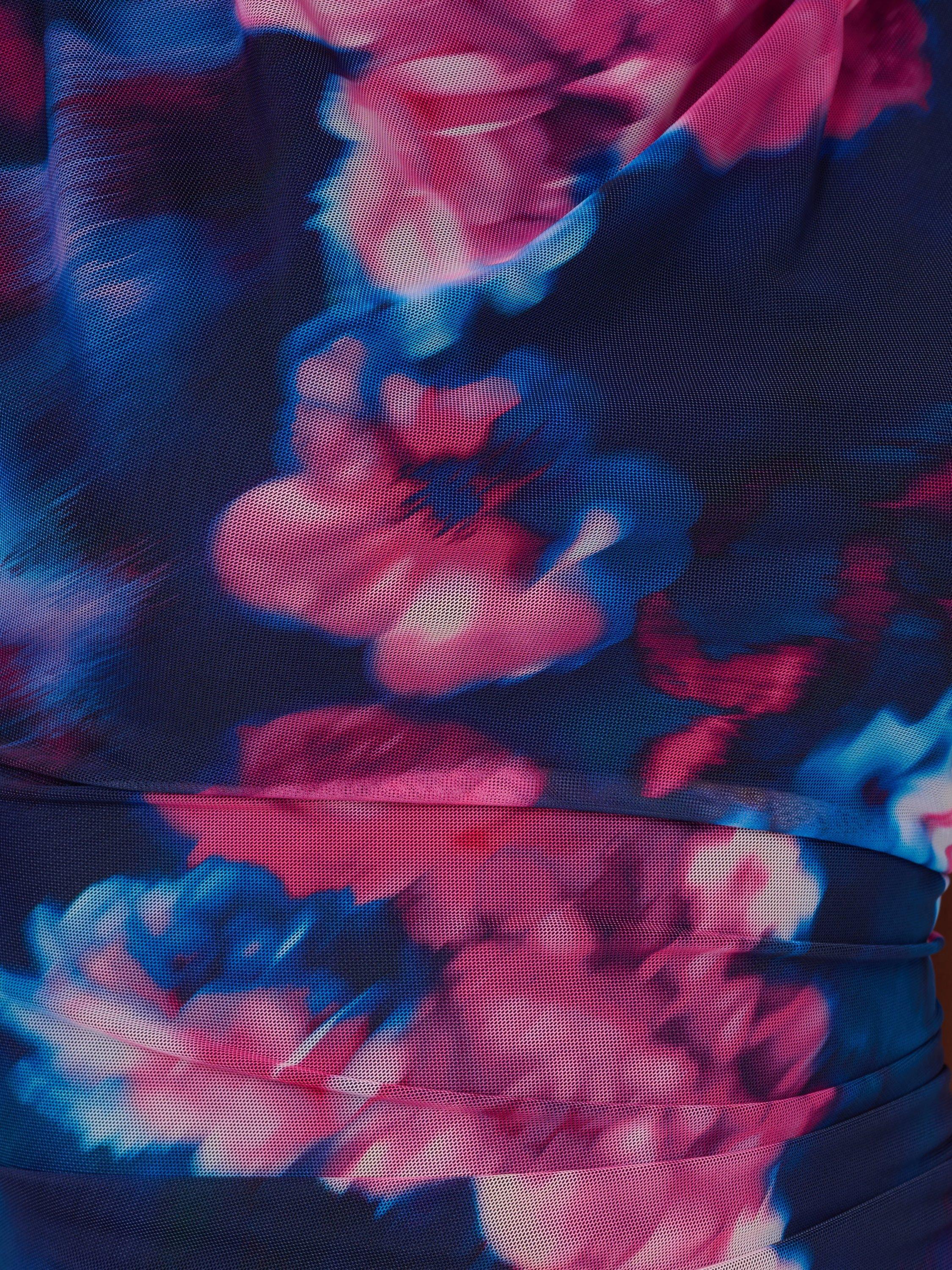 Product image 6 of 6, which shows Adrianna Papell Floral Mesh Drape Dress, Navy/Pink, L