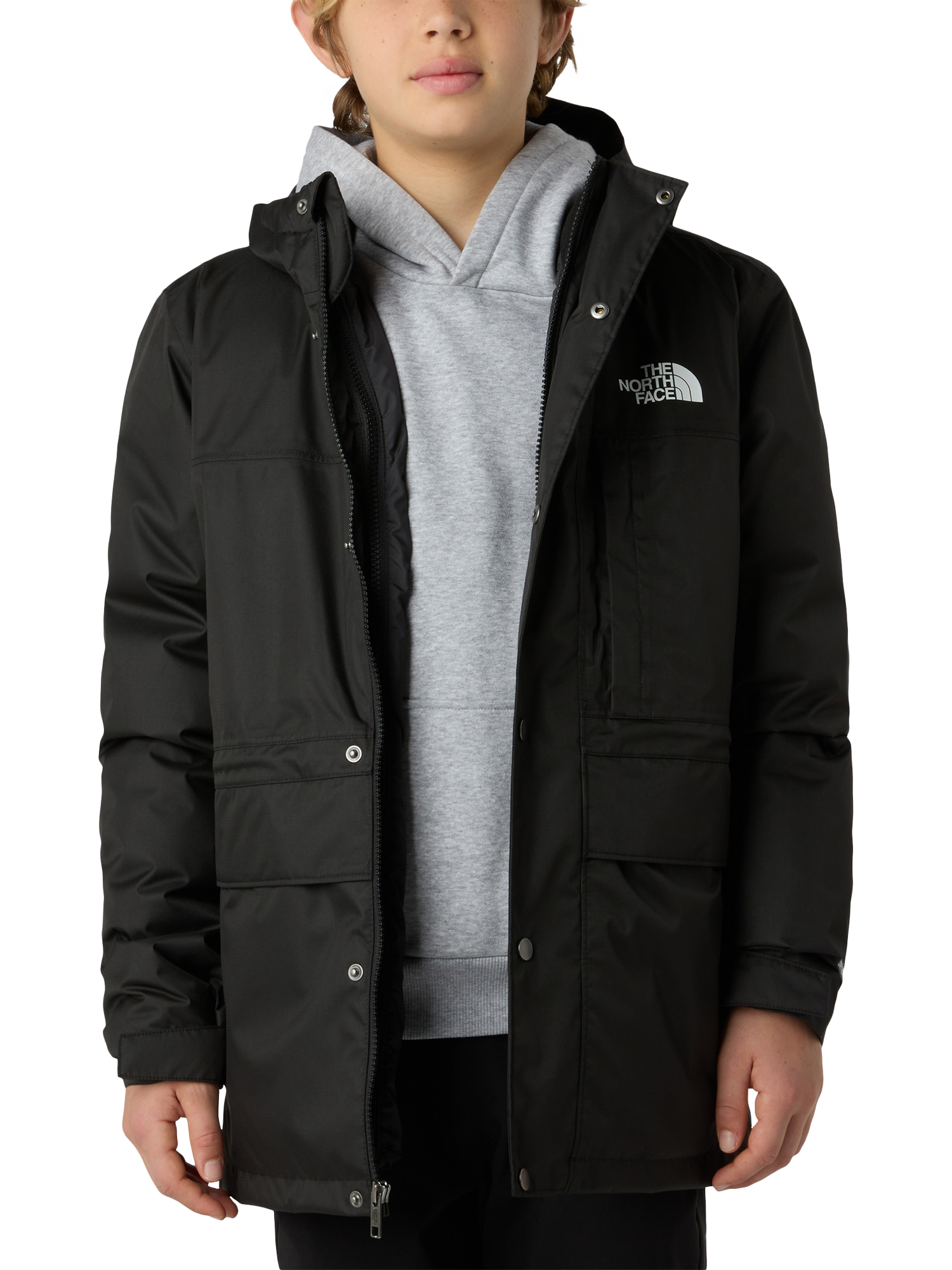 Product image 1 of 7, which shows The North Face Kids' Triclimate 3-in-1 Hooded Jacket , Black, XS
