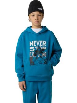 The North Face Kids Cotton Blend Sports Oversized Hoodie, Dusk Blue, Dusk Blue