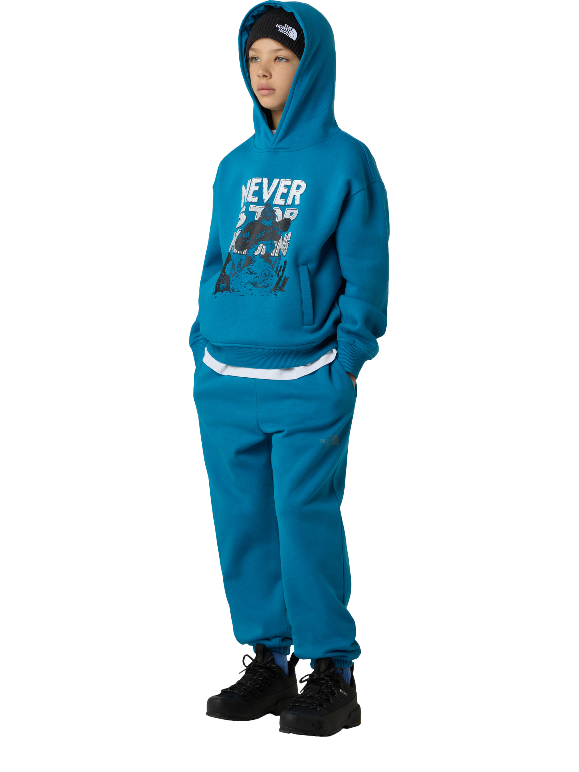 Product image 3 of 7, which shows The North Face Kids Cotton Blend Sports Oversized Hoodie, Dusk Blue, XS