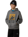The North Face Kids' Cotton Blend Oversized Artwork Hoodie, Smoked Pearl