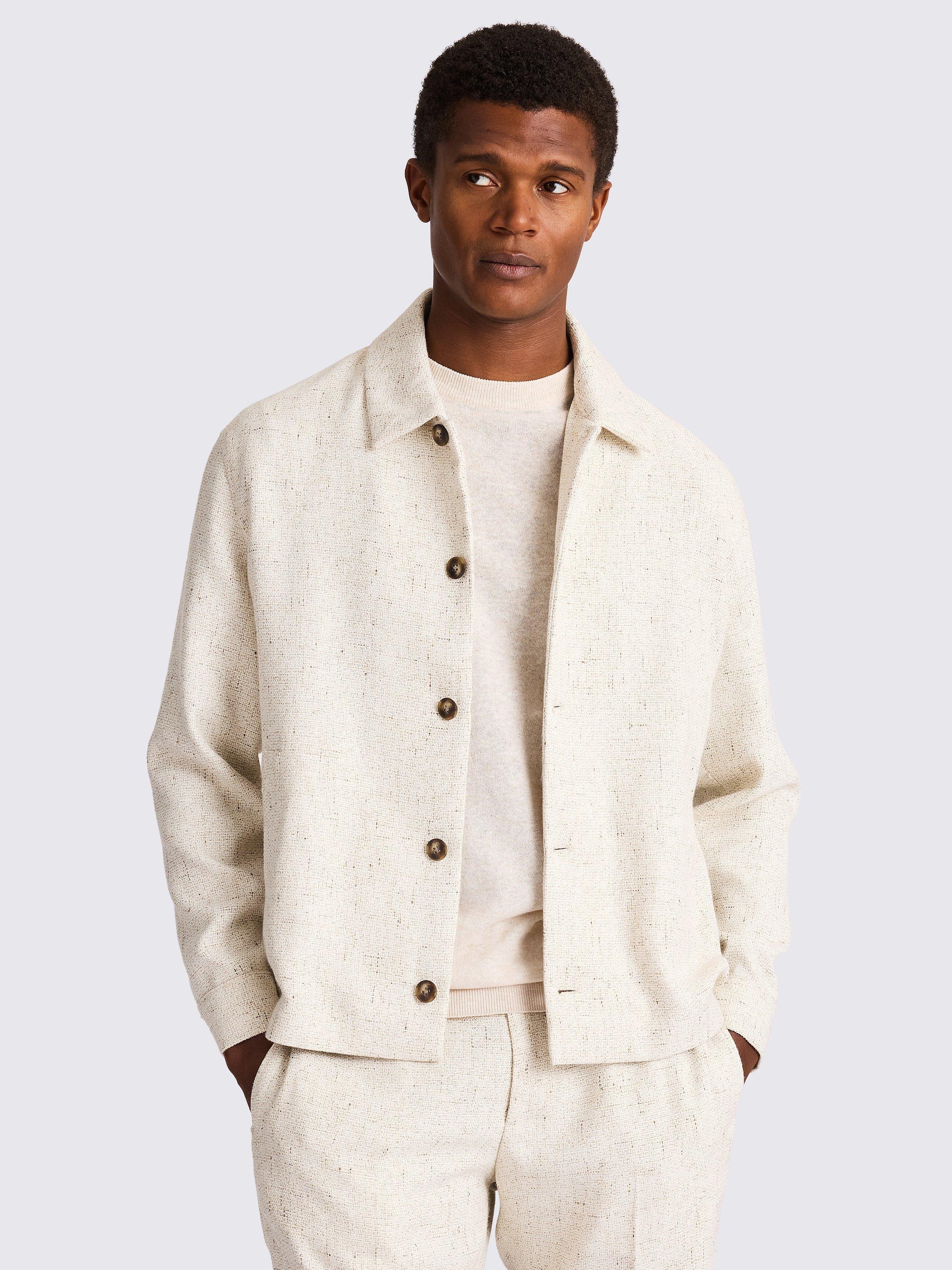 Moss Cuban Textured Overshirt, Beige