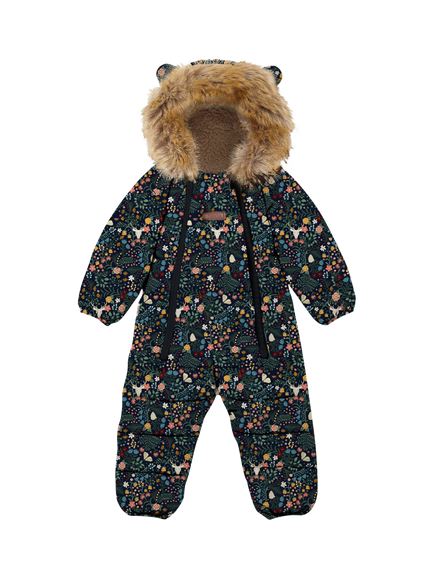 Toastie Kids' Quilted Fur Trim Onesie Snowsuit, Blue