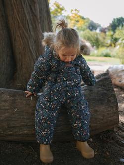 Toastie Kids' Quilted Fur Trim Onesie Snowsuit - view 2, Midnight Floral