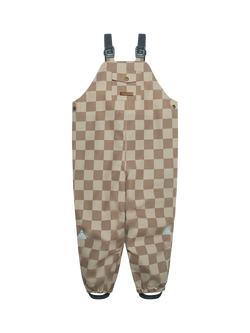 Toastie Kids' Waterproof Dungarees, Caramel Checkerboard, Caramel Checkerboard