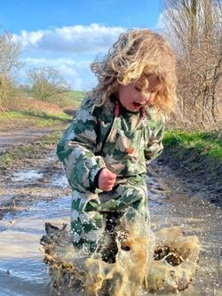 Toastie Kids' Waterproof Hooded Puddlesuit, Leaf Camo - view 2, Leaf Camo