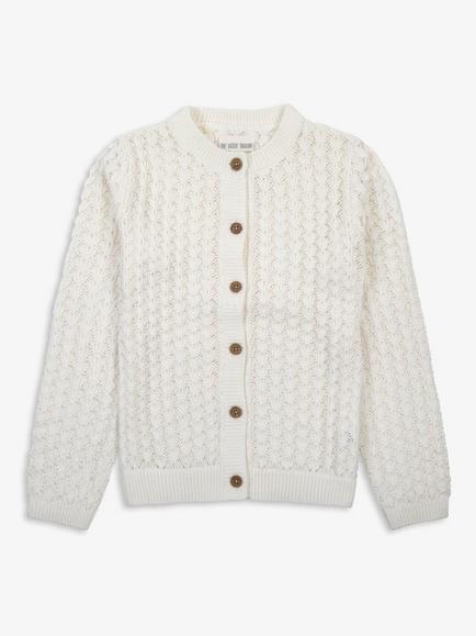 The Little Tailor Kids' Cotton Cable Knit Cardigan, Cream, Cream