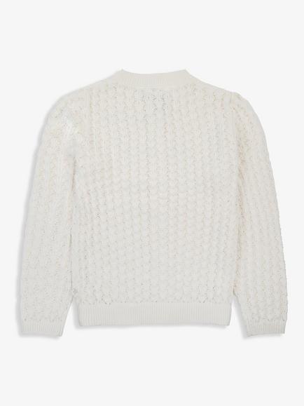 The Little Tailor Kids' Cotton Cable Knit Cardigan, Cream - view 2, Cream