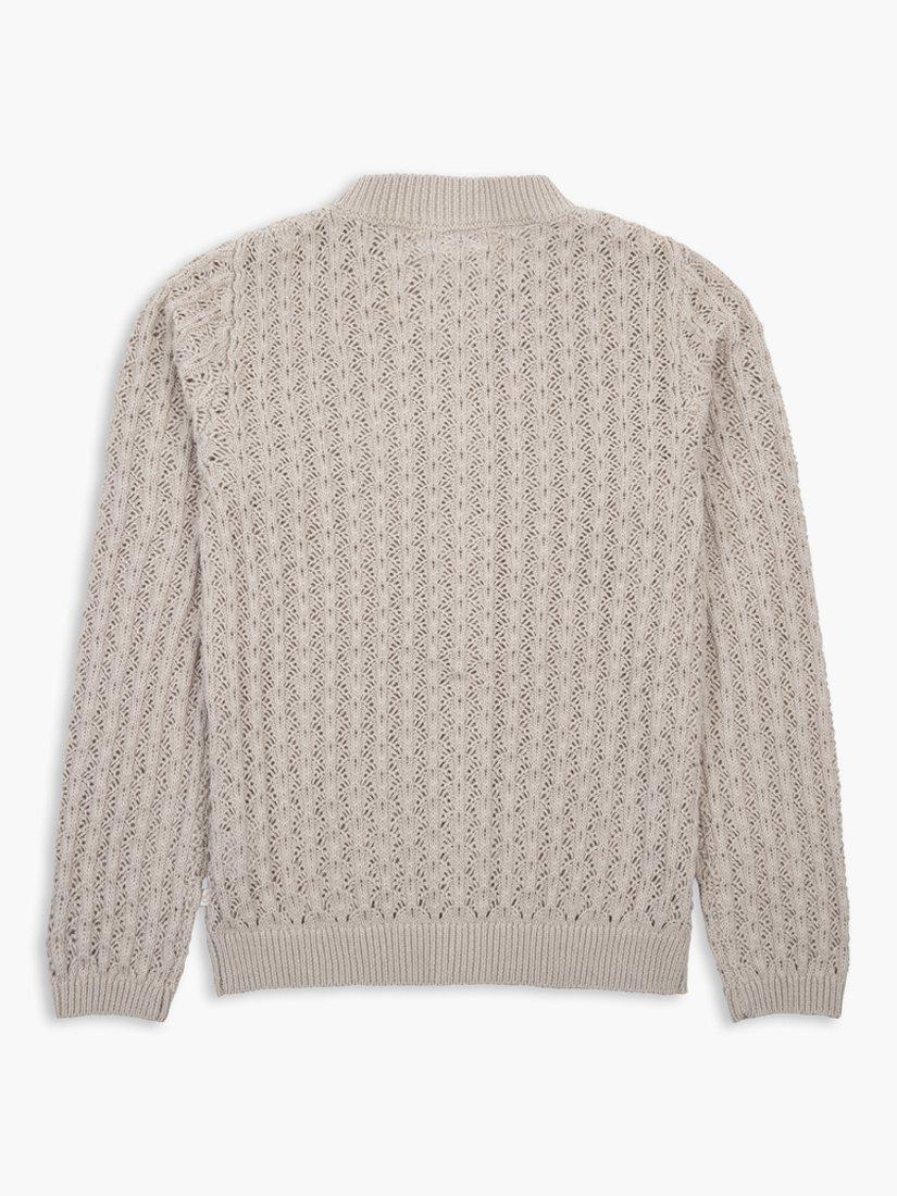 Product image 2 of 4, which shows The Little Tailor Kids' Cotton Cable Knit Cardigan, Fawn, 2-3 years