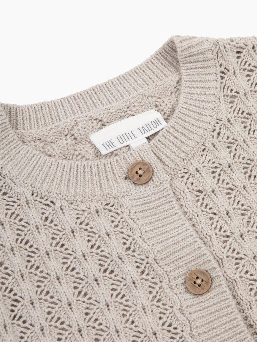 Product image 3 of 4, which shows The Little Tailor Kids' Cotton Cable Knit Cardigan, Fawn, 2-3 years