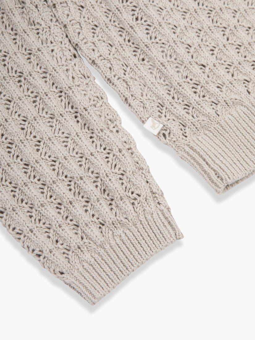 Product image 4 of 4, which shows The Little Tailor Kids' Cotton Cable Knit Cardigan, Fawn, 2-3 years