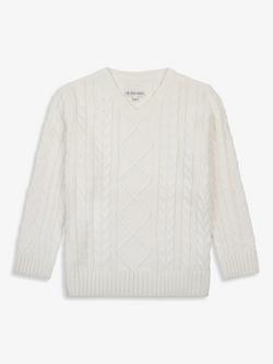 The Little Tailor Kids' Cotton Cable Knit Jumper, Cream, Cream