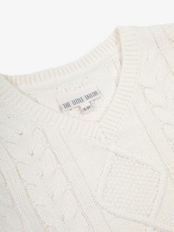The Little Tailor Kids' Cotton Cable Knit Jumper, Cream - view 2, Cream