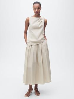 Mango Indo Sleeveless Cotton Blend Blouse - view 2, Light Beige