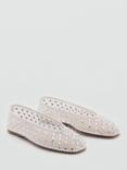 Mango Sormiu Rhinestone Mesh Ballerina Pumps, White