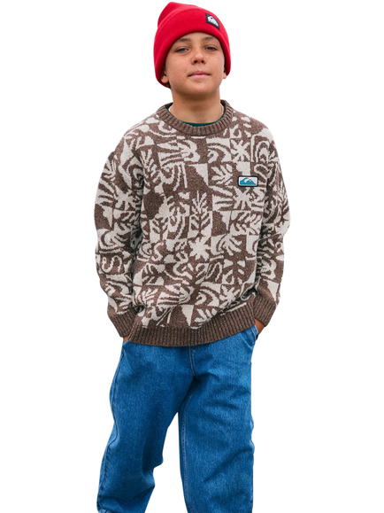 Quicksilver Kids' Hall City Cotton Blend Jumper, Chocolate Brown, Chocolate Brown