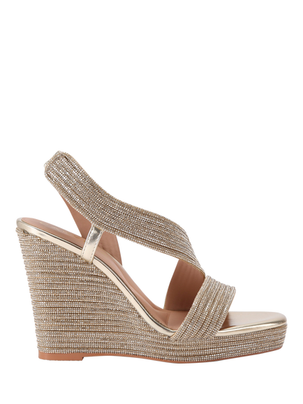 Carvela Gala Jewel Embellished High Wedge Heel Sandals, Gold