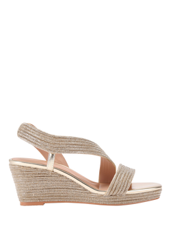 Carvela Gala Jewel Embellished Wedge Heel Sandals, Gold