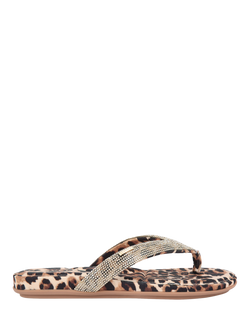 Carvela Riviera Jewel Embellished Leopard Print Sandals, Brown, Brown