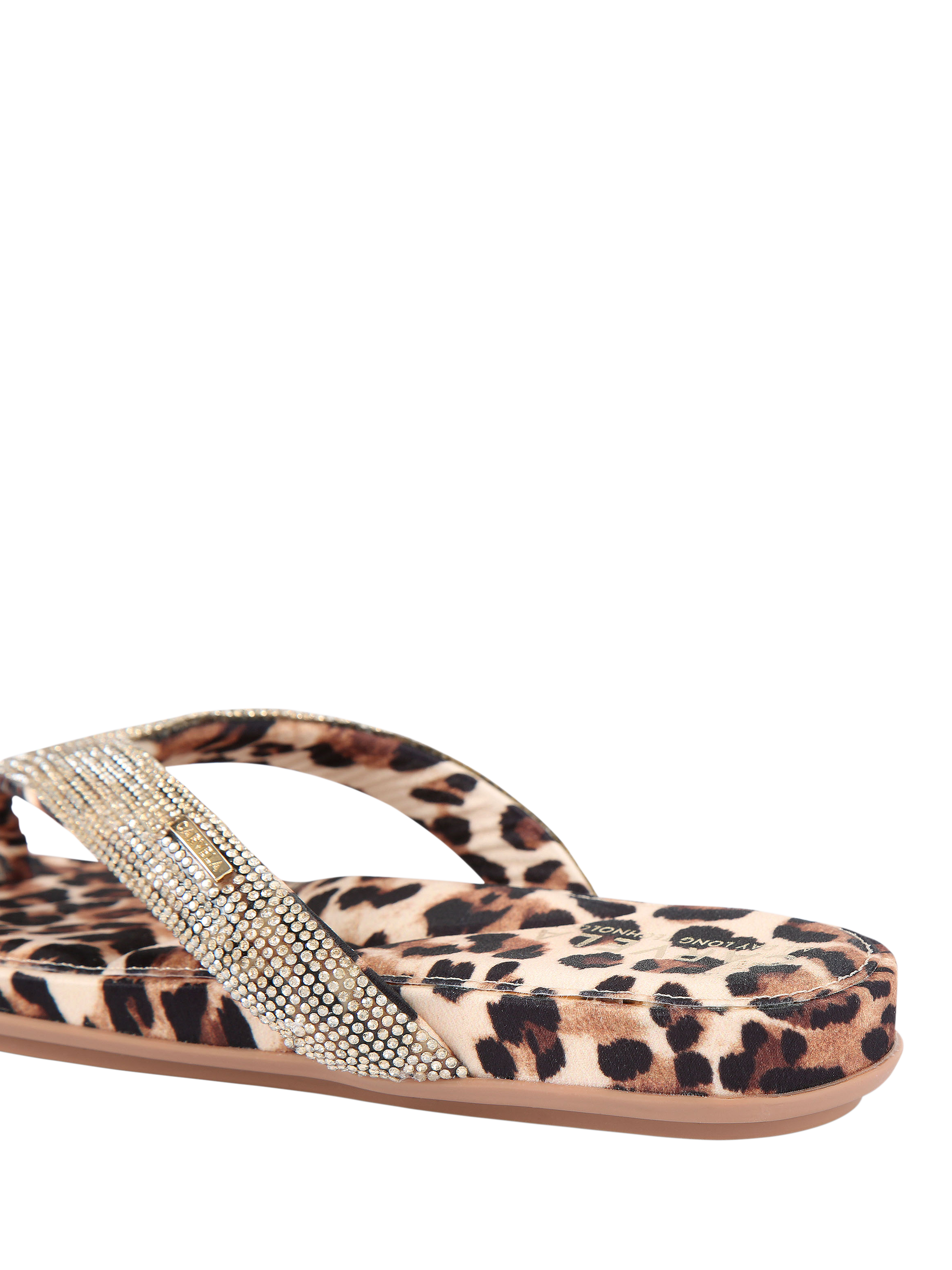 Product image 3 of 4, which shows Carvela Riviera Jewel Embellished Leopard Print Sandals, Brown, 3