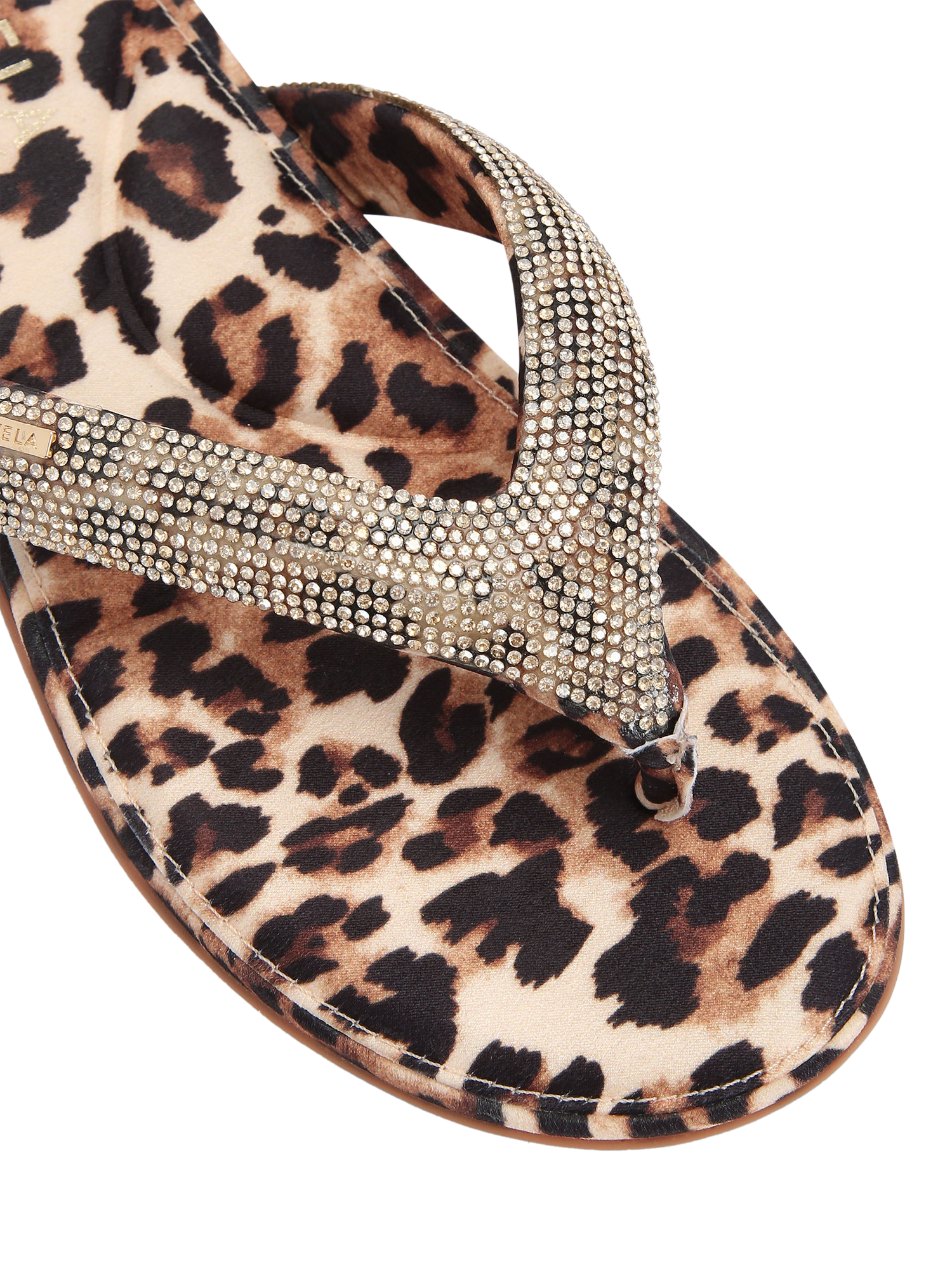 Product image 4 of 4, which shows Carvela Riviera Jewel Embellished Leopard Print Sandals, Brown, 3