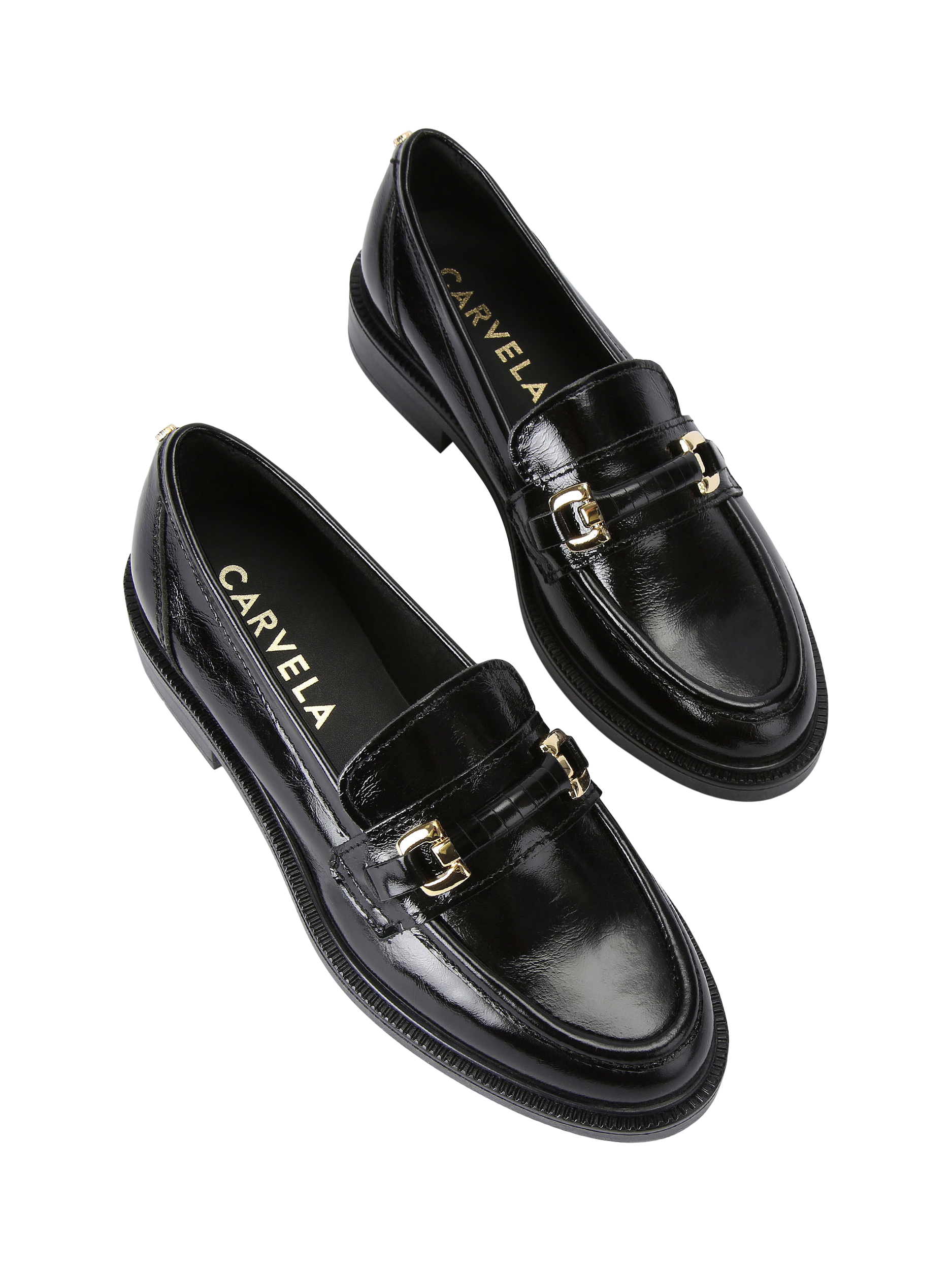 Product image 2 of 4, which shows Carvela Noto Patent Leather Loafers, Black, 3