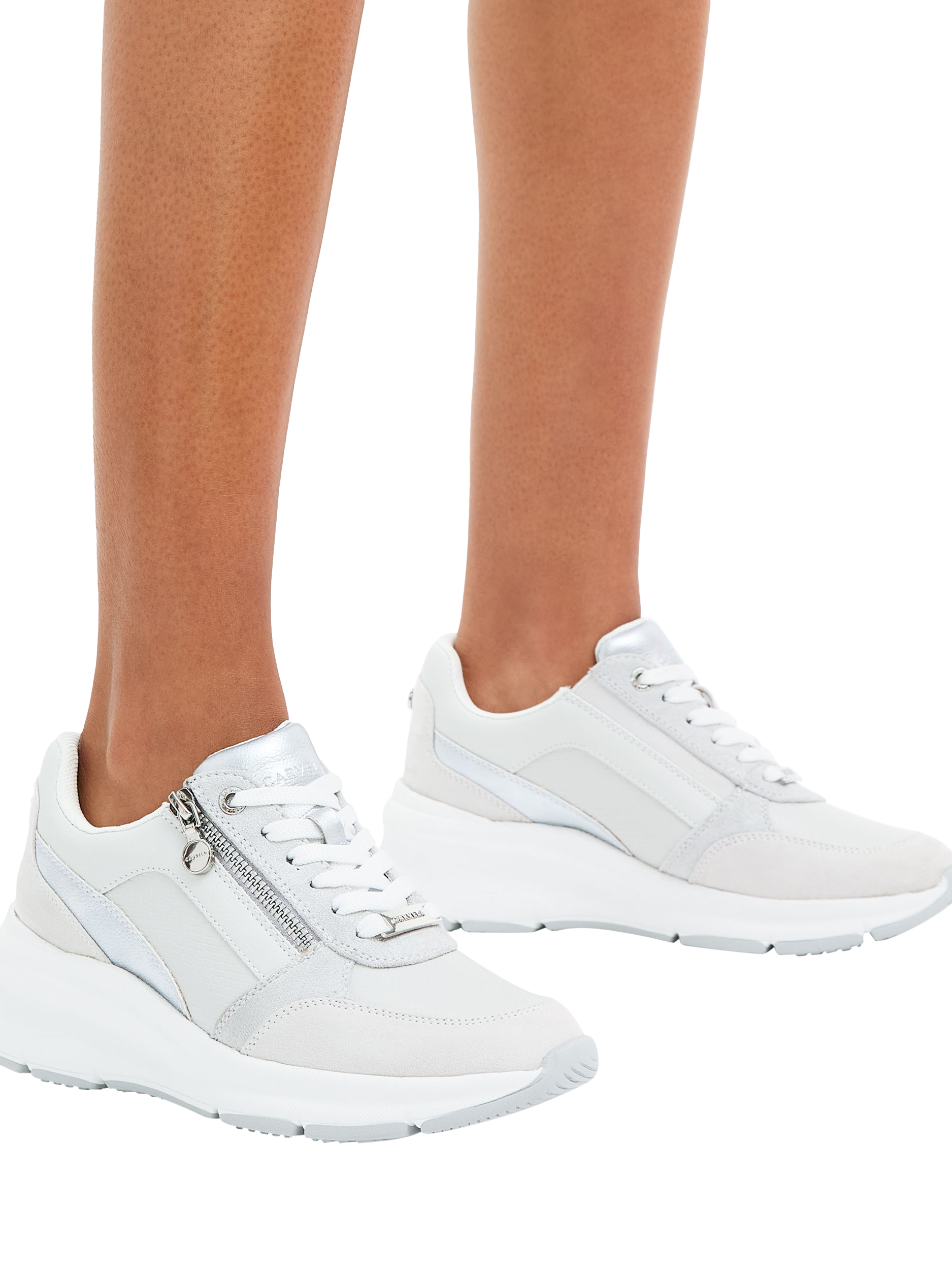 Product image 2 of 5, which shows Carvela Stride Zip Trainers, Grey Mid, 3
