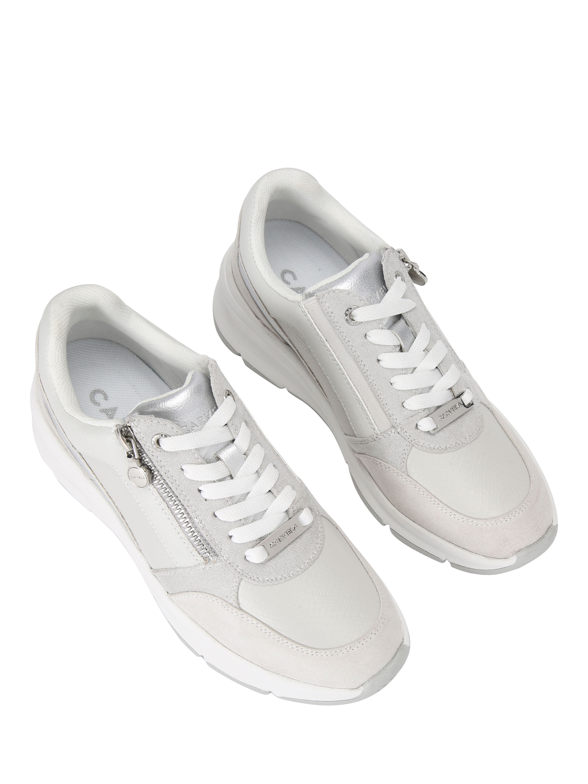 Product image 3 of 5, which shows Carvela Stride Zip Trainers, Grey Mid, 3