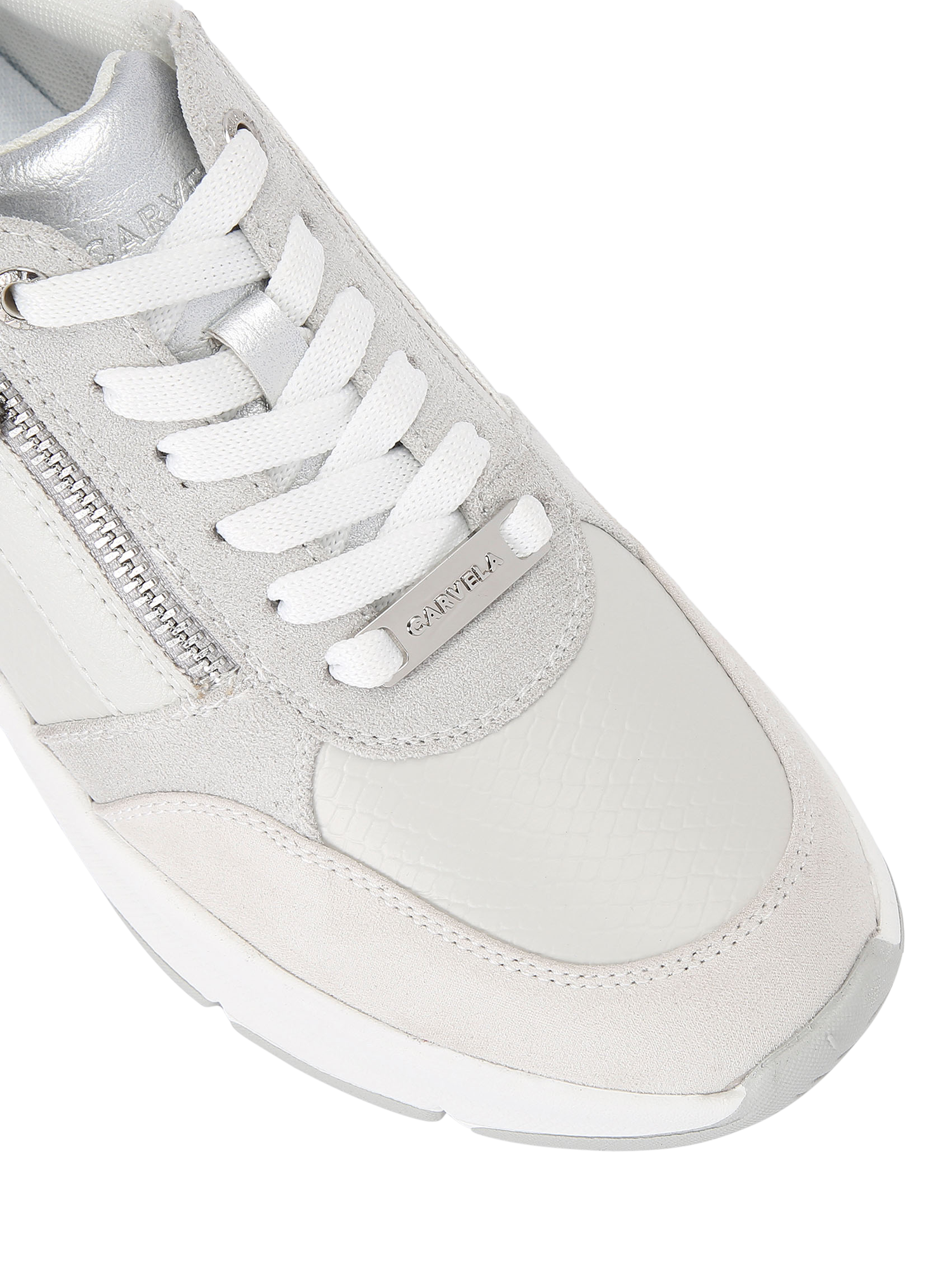 Product image 5 of 5, which shows Carvela Stride Zip Trainers, Grey Mid, 3