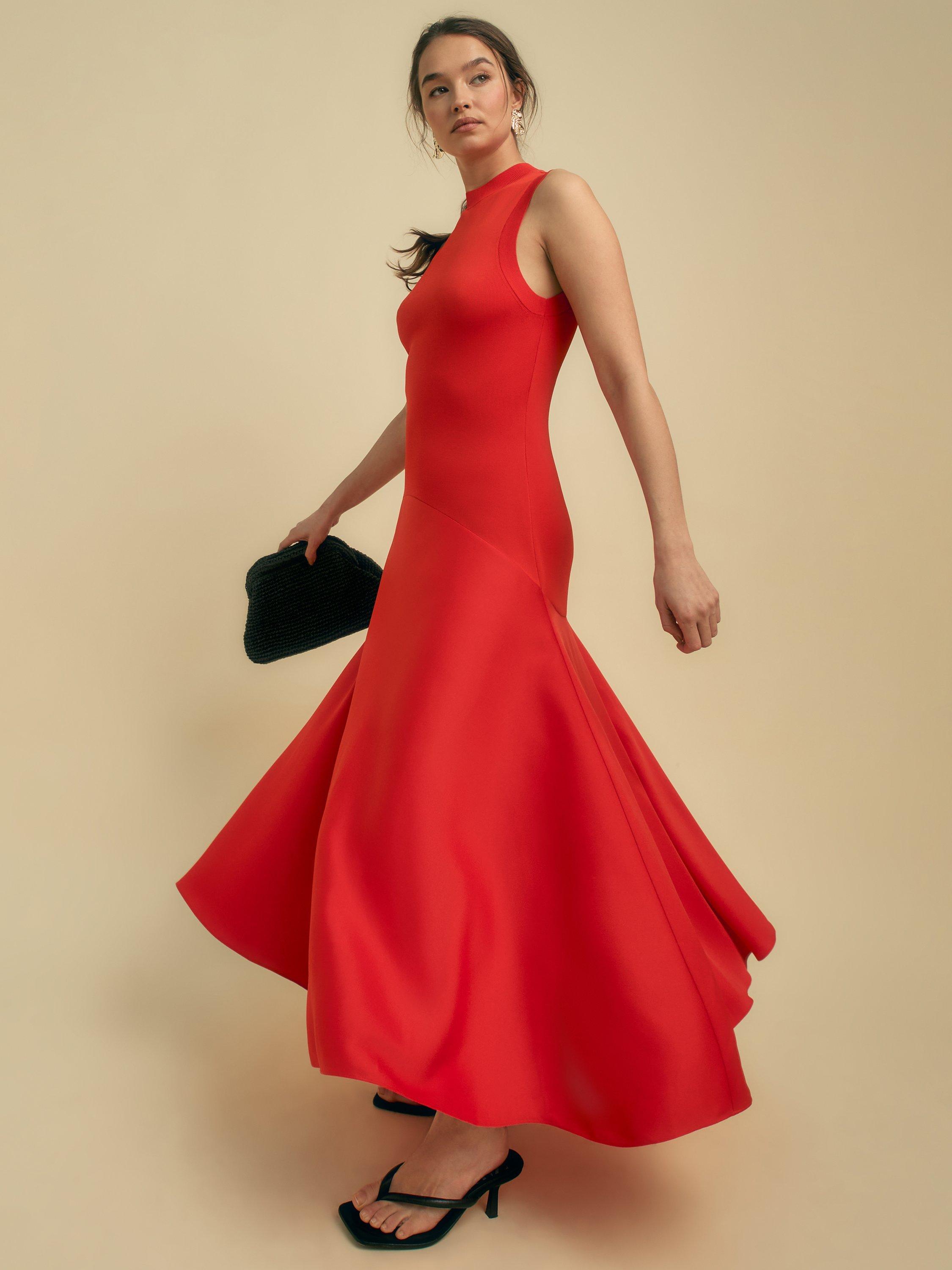 Product image 2 of 5, which shows FLORERE Sleeveless Knitted Dress, Orange, 6