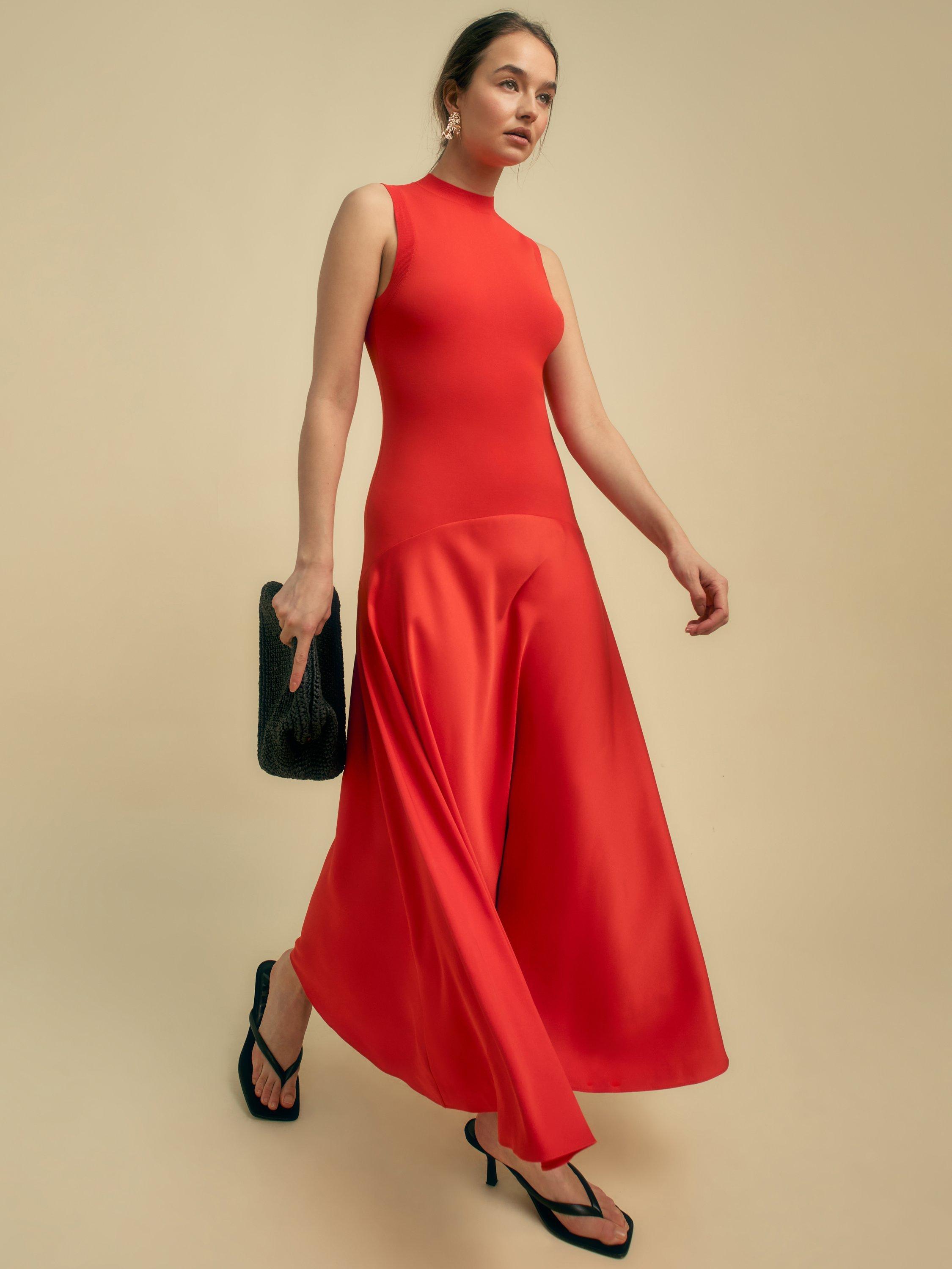 Product image 5 of 5, which shows FLORERE Sleeveless Knitted Dress, Orange, 6