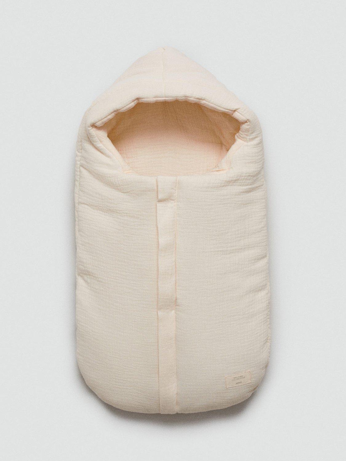 Product image 2 of 4, which shows Mango Baby Quito Cotton Sleepsuit, Natural White, One Size