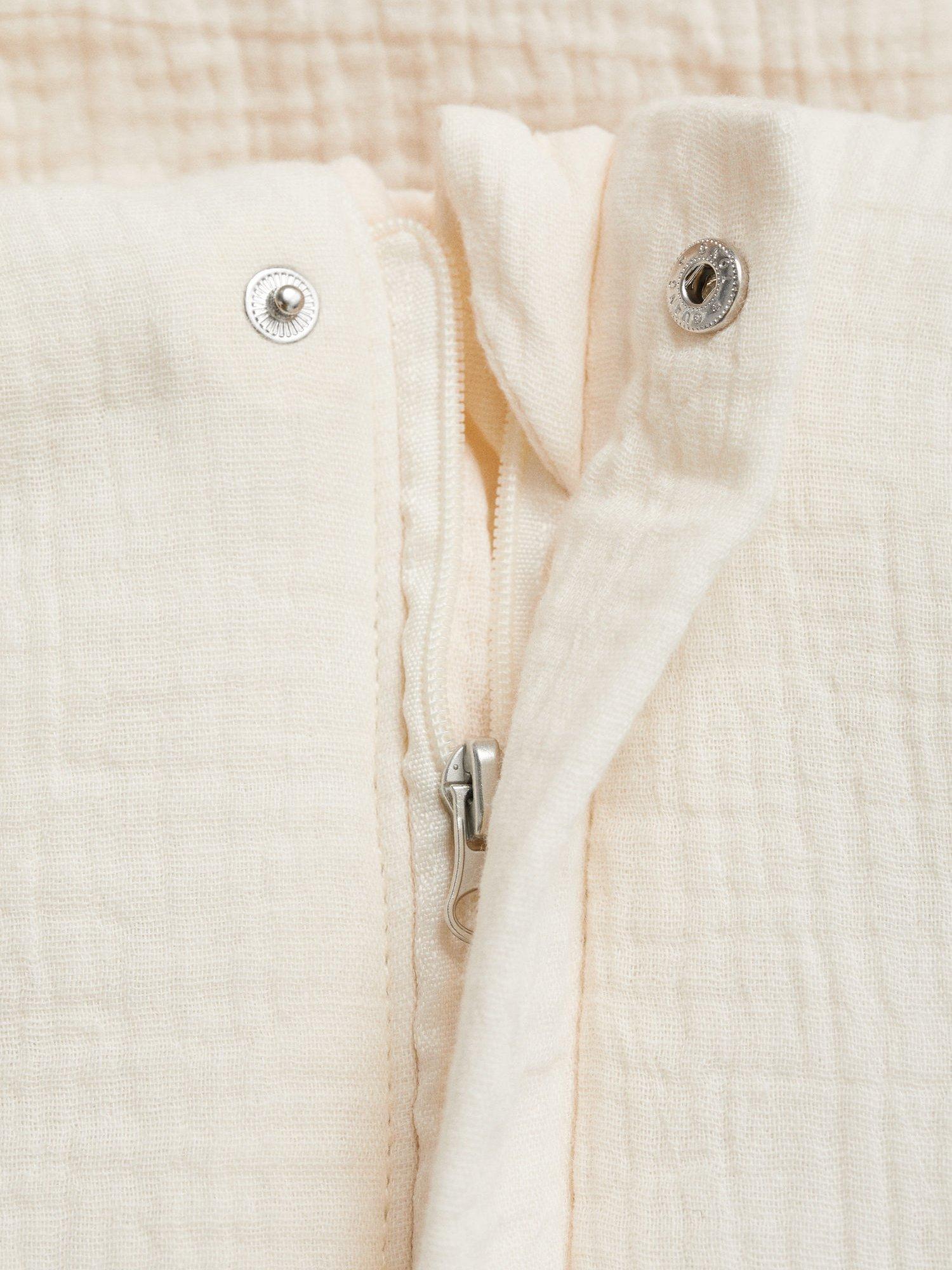 Product image 3 of 4, which shows Mango Baby Quito Cotton Sleepsuit, Natural White, One Size