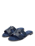 Moda in Pelle Ormay Embellished Mule Sandals, Navy