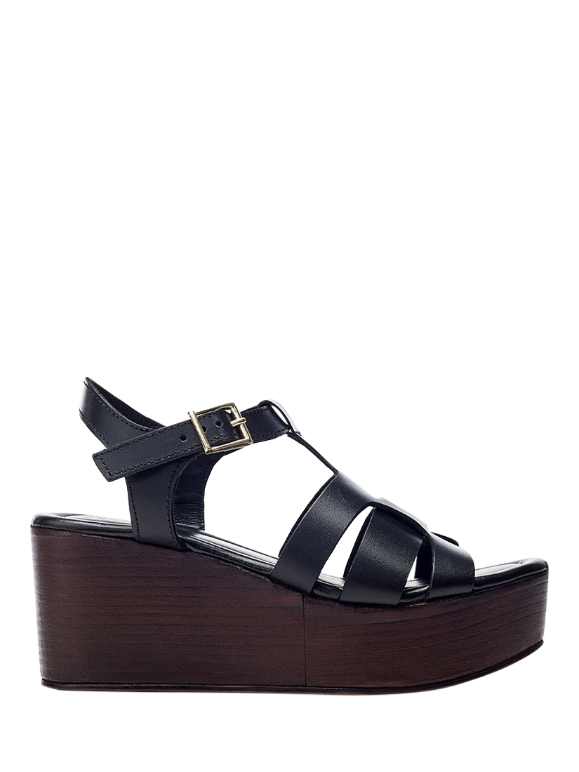 Moda in Pelle Quizette Leather T-Bar Platform Sandals, Black