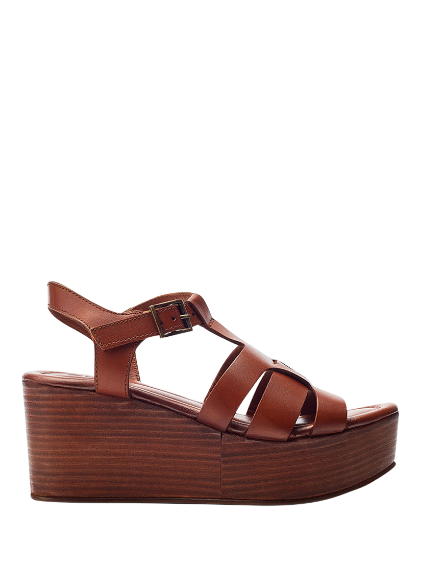 Moda in Pelle Quizette Leather T-Bar Platform Sandals, Tan